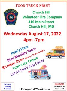 Food Truck Church Hill Volunteer Fire Company August 17 2022
