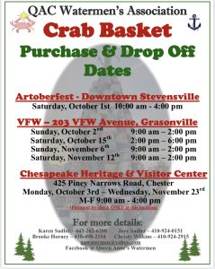 2022 QAC Waterman's Association Crab Basket Purchase and drop off dates