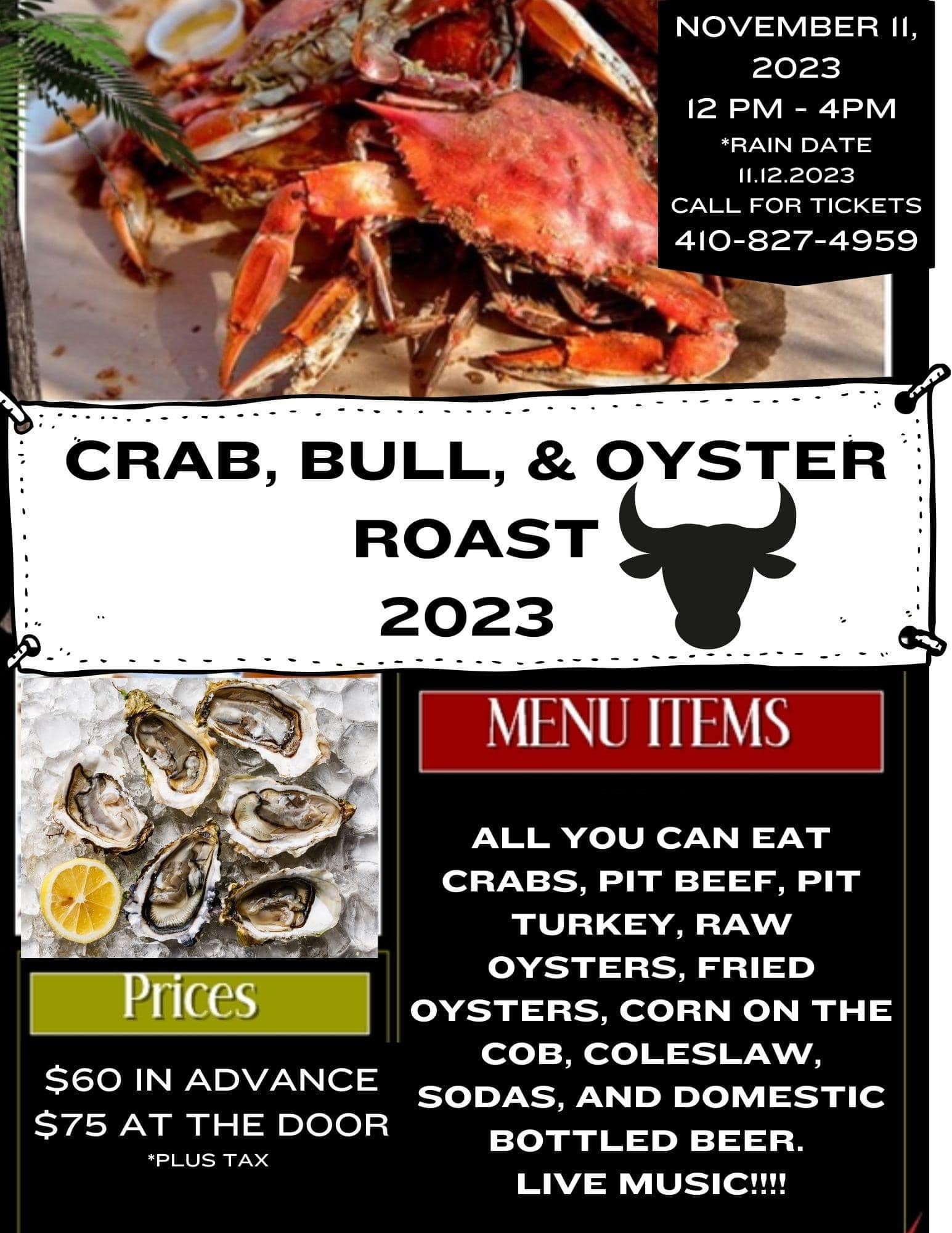 Crab Bull and Oyster roast 2023