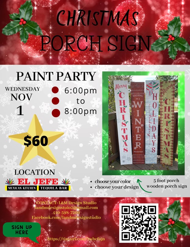 porch sign el jefe paint party